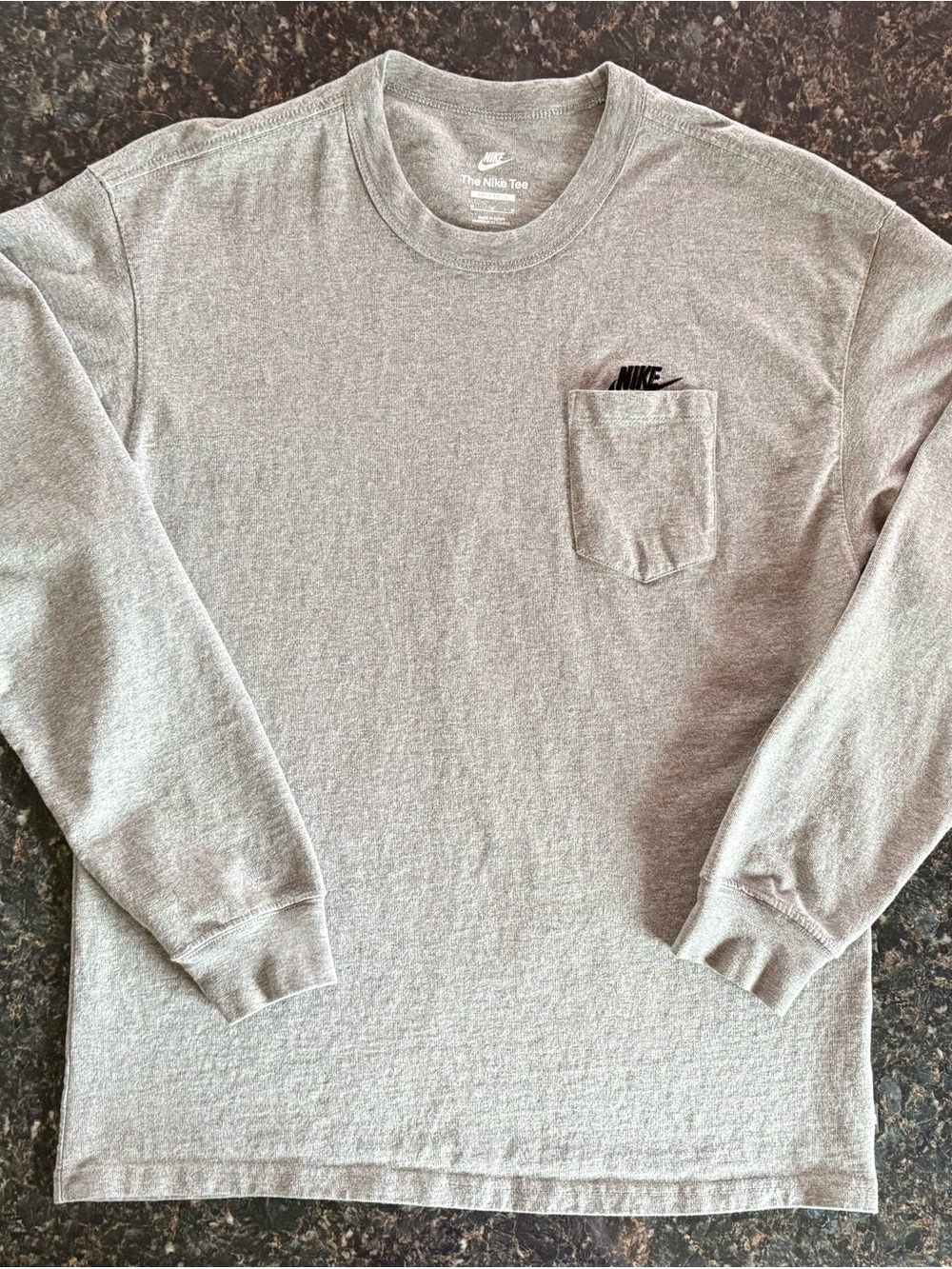 Nike Long-Sleeve Pocket Tee in Heather Gray